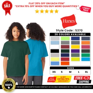 Hanes 5370 Youth Comfort Blend Crew Neck T Shirt Short Sleeve Stylish T-Shirt - Picture 1 of 122