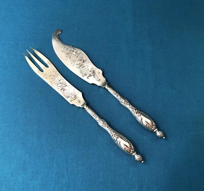 HENRY GABERT couvert de service à foie gras argent massif MINERVE 20 cm Couteau - Photo 1/4