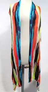 PETER NYGARD Womens Kimono Topper Duster Wearable Scarf Red Blue Green PS NWT - Picture 1 of 9