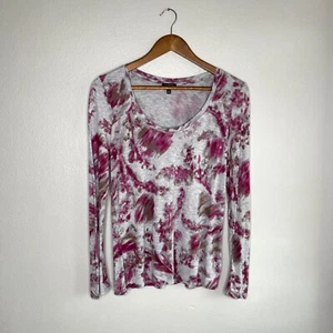 Talbots Petites Damen MediumP Aquarell künstlerisch Langarm Lyocell Mischung Top - Bild 1 von 10