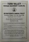 Tern Valley Vintage Machinery Club 17Th Annual Rally Programme, 1996, Eccleshall