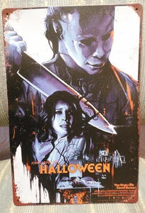 New HALLOWEEN Movie Distressed Advertising Metal Tin Sign 12" x 8" Reproduction - Picture 1 of 3