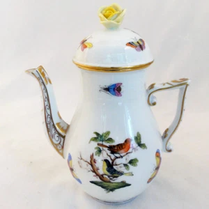 ROTHSCHILD BIRD Herend Coffee Pot 6.75" NEW NEVER USED #613/RO Yellow Rose #4 - Picture 1 of 8