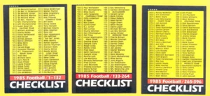 1985 Topps NFL Football Checklist Set of Three - Unmarked - Picture 1 of 1