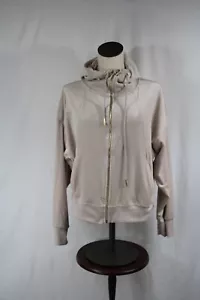 Chaqueta con Capucha Truth by Republic Terciopelo Marfil Cremallera Completa Acentos Dorados Talla Lg NUEVA - Imagen 1 de 12