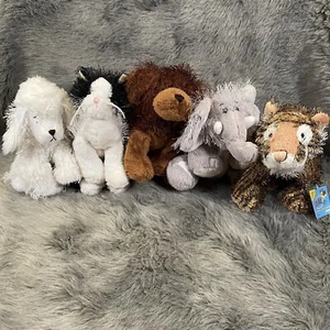 LOT of 5 Ganz Webkinz Plush Stuffed Animals NO CODES 2 Dogs Cat Tiger Elephant - Picture 1 of 11