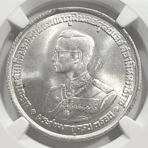 1963 THAILAND SILVER 20 BAHT NGC MS65 - 36th Birthday Rama IX - Picture 1 of 4