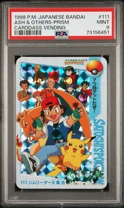 1998 Pokemon Japanese Bandai Carddass Vending 111 Ash & Others-Prism PSA 9 Mint - Picture 1 of 2