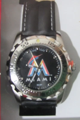 MLB Miami Marlins Baseball Men's Watch Diver Style New Battery Game Time - Image 1 of 4