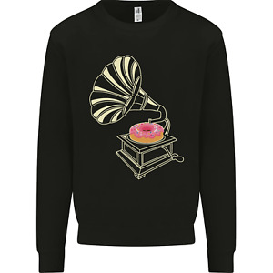 Gramophone Donut Music DJ Vinyl Funny Kids Sweatshirt Jumper
