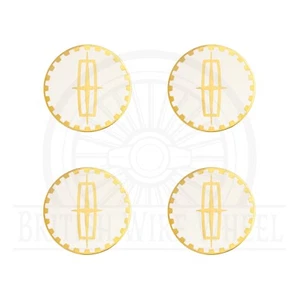 Lincoln Gold & White Metal Wire Wheel Chip Emblems, Size 2.25", Set or Single - Picture 1 of 21