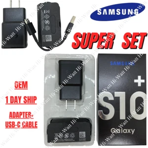 For Samsung Galaxy S10 S9 Adaptive Fast Wall Charger Adapter USB TypeC Cable LOT - Picture 1 of 18