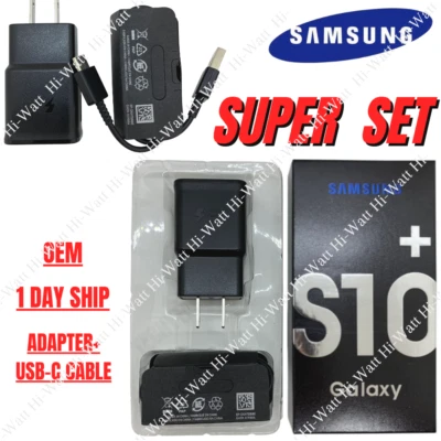 For Samsung Galaxy S10 S9 Adaptive Fast Wall Charger Adapter USB TypeC Cable LOT - Image 1 of 4