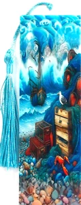 FISHING BOAT /SHELLS/BEACH/OCEAN/SEA UNIQUE EXQUISITE LAMINATED BOOKMARK - Picture 1 of 1
