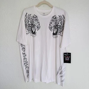 Konquest Y2K Shirt Men XXL Tiger Metallic Graphic Tee Tshirt 2XL Streetwear Y2K - Picture 1 of 13