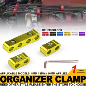 3Pcs Gold Aluminum Engine Spark Plug Wire Separator Divider Organizer Clamp Kit - Picture 1 of 12