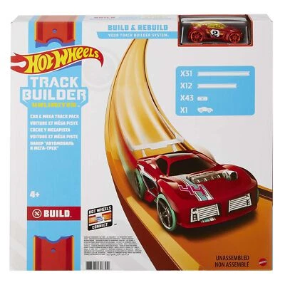 Hot Wheels Toy Car Mega Track Set Pack, 87 Component Building Parts for 40-ft of - Image 1 of 3