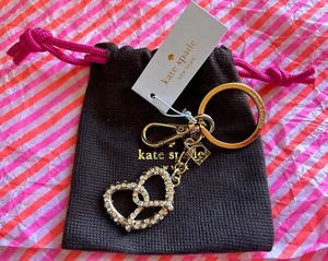 RARE/RETIRED NEW W/TAG KATE SPADE NY PRETZEL /RHINESTONES KEY FOB RING-WORU0005 - Picture 1 of 24