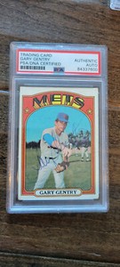 1972 TOPPS SIGNED MINI CARD GARY GENTRY 1969 METS BRAVES ARIZONA ST. PSA DNA 105