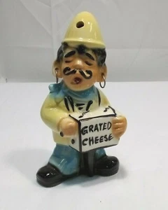 Vintage Grated Cheese Shaker Dispenser (Man Earrings Mustache Music Box) Ceramic - Picture 1 of 6