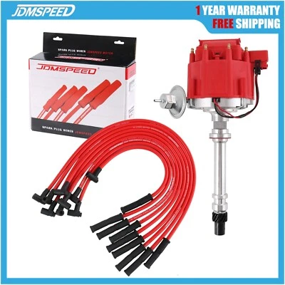 HEI Distributor With Spark Plug Wires Ignition Kit SET Fit Chevy SBC 350 BBC 454 - Image 1 of 4