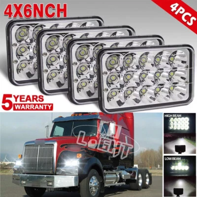 Faróis de LED H4656/4651 Hi-Lo para Western Star 4900 semi caminhão 4 peças 4x6" - Imagem 1 de 4