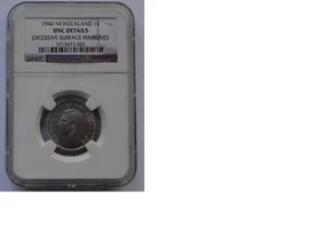 NEW ZEALAND COIN 1 SHILLING 1940  NGC UNC DETAILS  - Picture 1 of 2