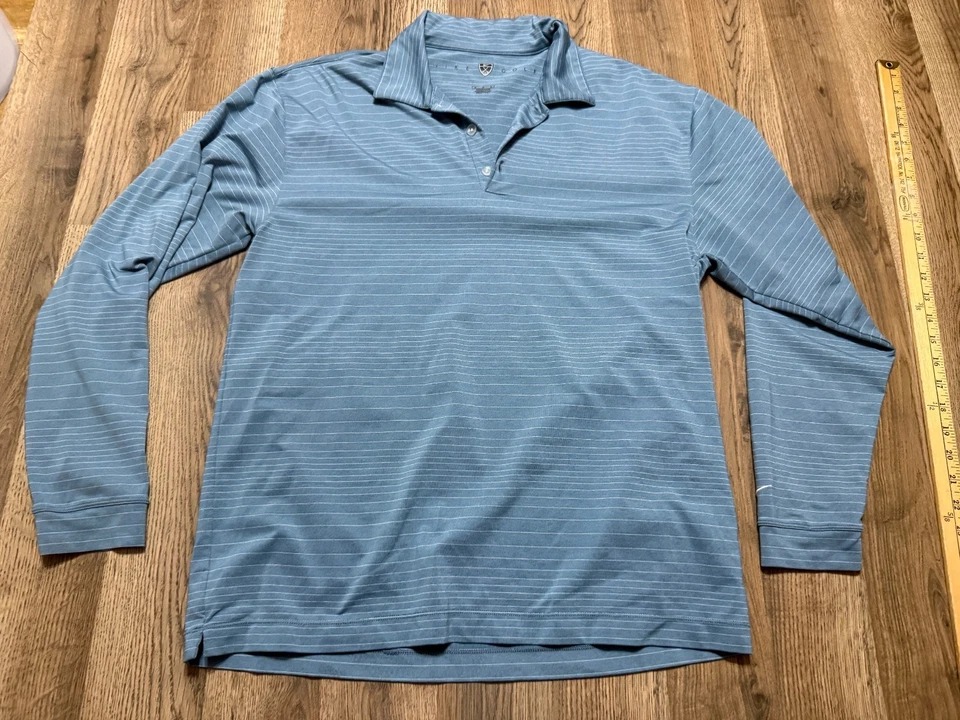 Camisa de golf Nike para hombre talla mediana azul polo manga larga 1/4 botones Foto 1 de 4