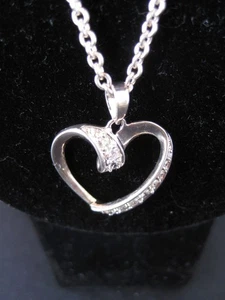 Sterling Silver 925 Chain Necklace With 925 Sterling Silver Quartz Heart Pendant - Picture 1 of 10