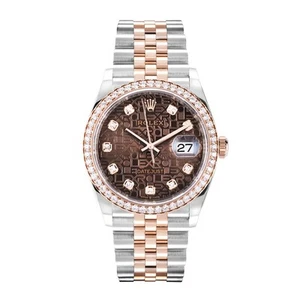 Rolex Datejust 36 Watch 36MM Brown Diamond Index Markers Dial Rose Gold - Picture 1 of 10