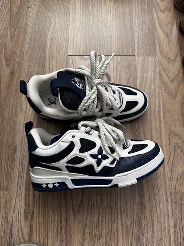 LOUIS VUITTON TRAINER Sneakers Louis Vuitton LV Skates bianche e blu UK 7 RRP £ 995
