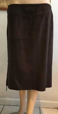 Falda Marina Rinaldi con cordones ultra gamuza tiro medio marrón talla grande 21 hecha en Italia Foto 1 de 4