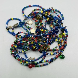 Seed Bead Necklaces (2) with Tiny Milagros & Small Colorful Glass 45” & 48” - Picture 1 of 10