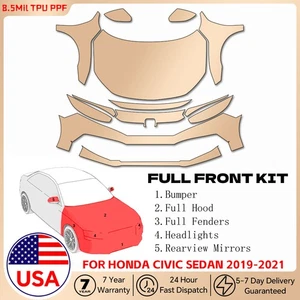 For Honda Civic Sedan 2019-2021 Full Front Precut Paint Protection Film PPF TPU - Picture 1 of 14
