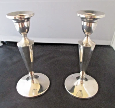VINTAGE FISHER STERLING SILVER CANDLESTICKS   6-1/2'' WEIGHTED #398 414.4 gr TWT - Image 1 of 3