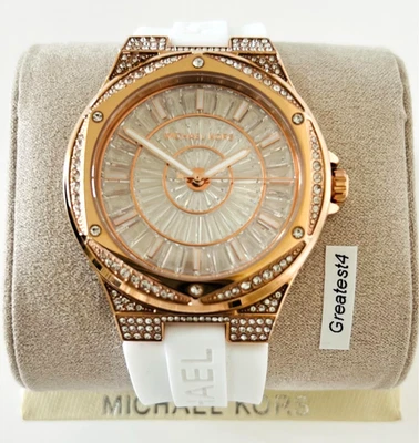 全新 Michael Kors Lennox MK7248 Pave Glitz 水晶 玫瑰金 色 男女皆宜 43 毫米 — 第 1/3 张图片