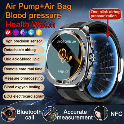 Men Smart Watch ECG PPG Air Pump Airbag BP/Blood Lipid/Heart Rate Bluetooth Call - Image 1 of 4