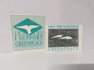 Vintage Greenpeace Sticker Aufkleber Save The Dolphins I Support 1989 - Bild 1 von 3