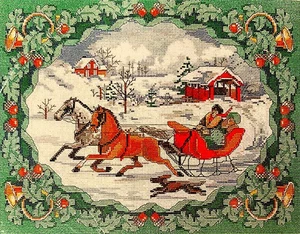 Bucilla TO GRANDMOTHER'S HOUSE WE GO Counted Cross Stitch Kit Christmas **RARE** - Picture 1 of 3