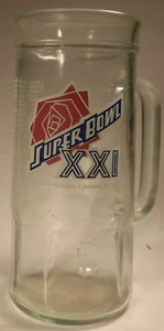 New York Giants vs Denver Broncos Superbowl XXI Glass Beer Mug - Picture 1 of 2