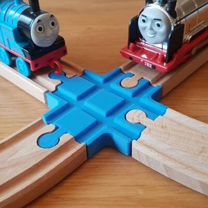Cruce/intersección de 4 vías para vía de tren de madera, se adapta a Brio, Lillabo, Bigjigs - Imagen 1 de 8