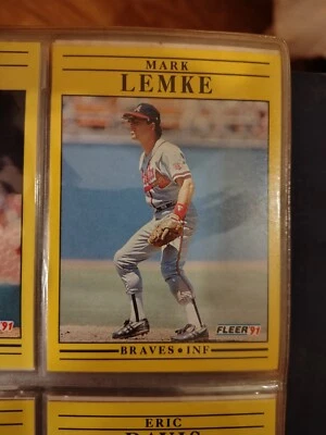 1991 Fleer Mark Lemke Atlanta Braves #696 Missing “.” In USA Centered Mint Card - Image 1 of 4