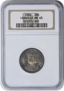 1893 Isabella Commemorative Silver Quarter MS63 NGC - Picture 1 of 4