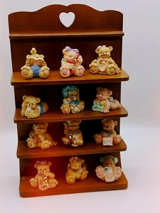 Vintage Cute Creations Collection Of 12 Teddy Bears Figurines In Display Rack - Picture 1 of 12