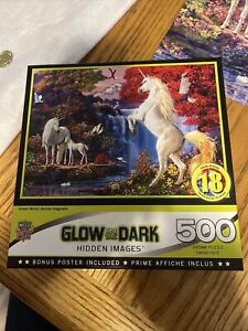 Master Pieces Glow in the Dark Unicorn Hidden Images Puzzle Dream World 500 pcs
