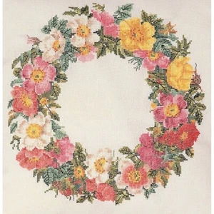 Corona Di Fiori 2073 Thea Gouverneur Punto Di Croce Contato Lino - Picture 1 of 4
