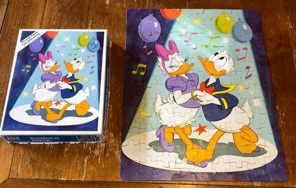 VINTAGE 1980 Whitman Walt Disney DONALD & DAISY DUCK DANCING PUZZLE 100 Pieces - Image 1 of 4