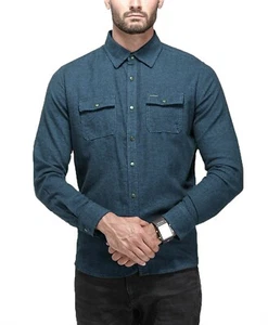 Camisa para hombre 100 % algodón punto cero a cuadros informal manga larga talla S-XL C191 - Imagen 1 de 13