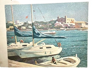Josep Pudgengolas Limited Edition Segelboot Szene Lithographie signiert und nummeriert - Bild 1 von 6