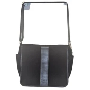 Authentic COACH Black Transatlantic Messenger Bag Black Neoprene Leather $295 - Picture 1 of 16